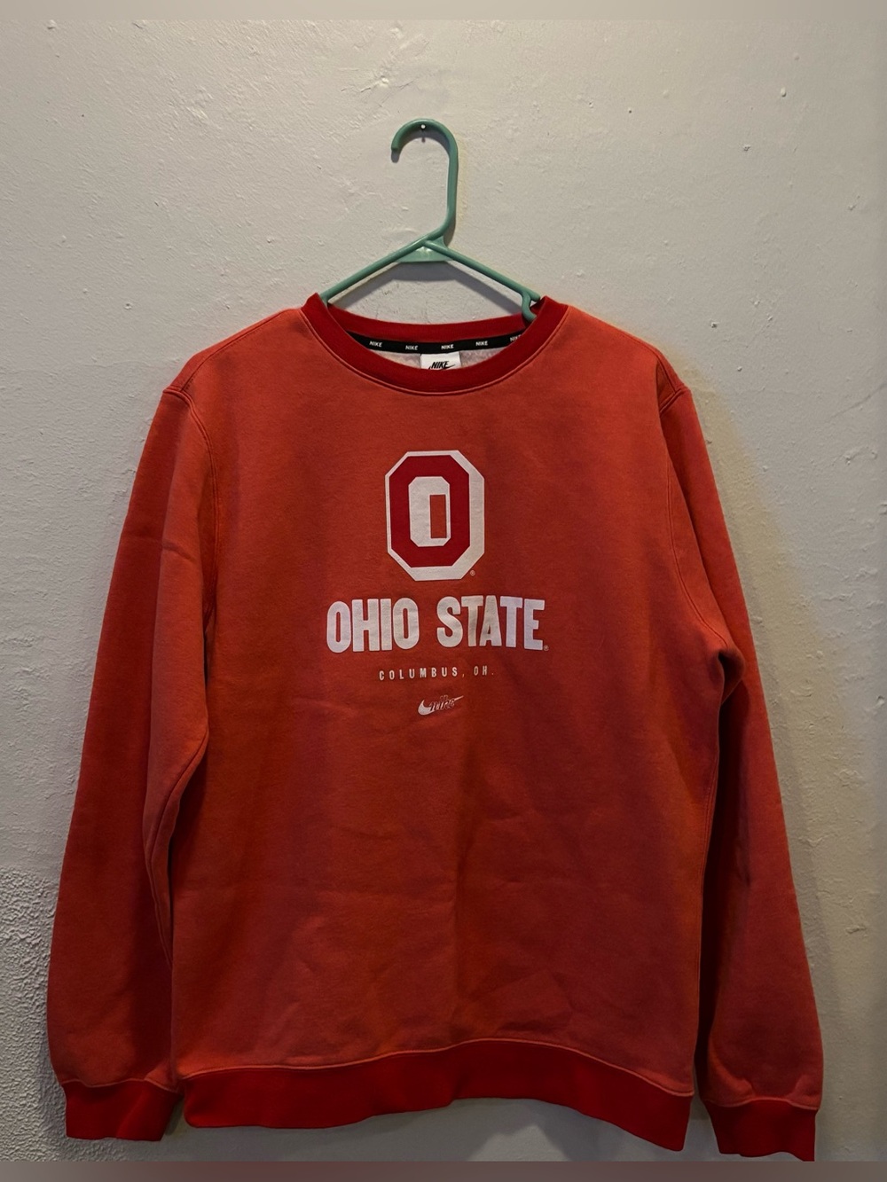 Nike Red Ohio State Crewneck Sweatshirt with White Logo